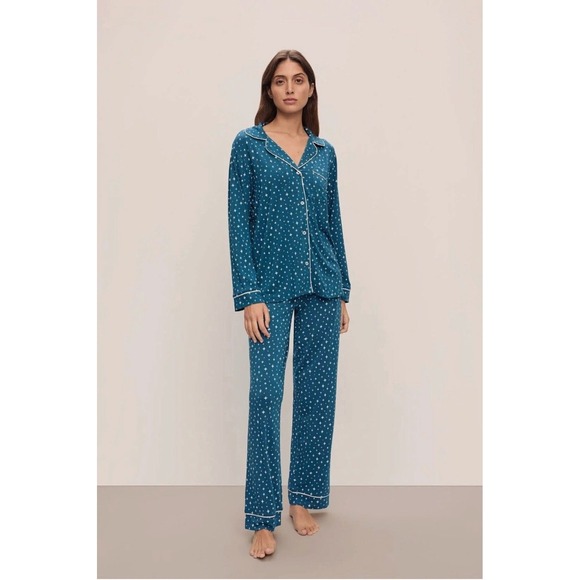 Eberjey Other - Eberjey Gisele Printed Modal Long PJ Set Festive Lights Sapphire/Ivory Size M